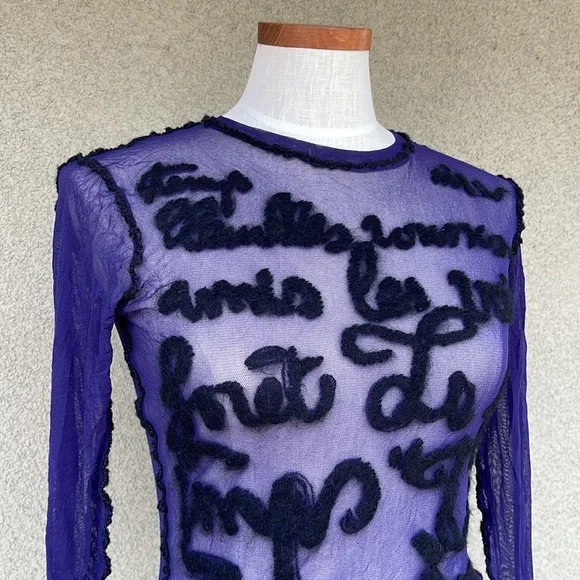 Jean Paul Gaultier F/W 2001 mesh script top - Picture 2 of 5